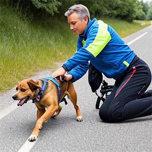 Tierversicherung - Hund wird auf der Straße festgehalten- Hundehalterhaftpflicht Versicherung